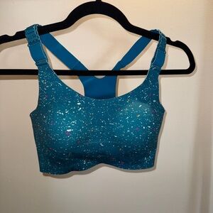 Brooks Blue and Pink Sports Bra Racerback Design